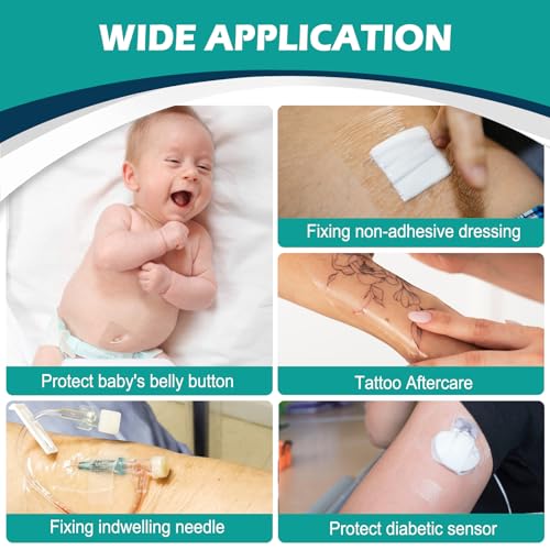 Transparent Film Dressing 4" x 4.75" Box of 30, Waterproof Bandages | Waterproof Bandages for Swimming, Showering, Wounds, Post Surgical or IV Shield, Tattoo Aftercare Bandage, Adhesive Patches