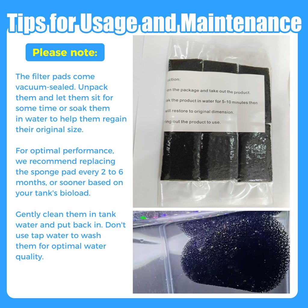 AQUANEAT 6-Pack Pre-Filter Sponge for Aquarium Shrimp Fry Fish Tank Filter 0.8” Intake, Replacement Foam Cover