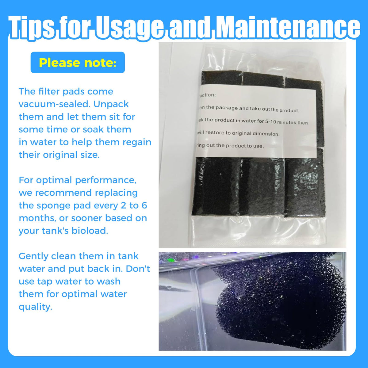 AQUANEAT 6-Pack Pre-Filter Sponge for Aquarium Shrimp Fry Fish Tank Filter 0.8” Intake, Replacement Foam Cover
