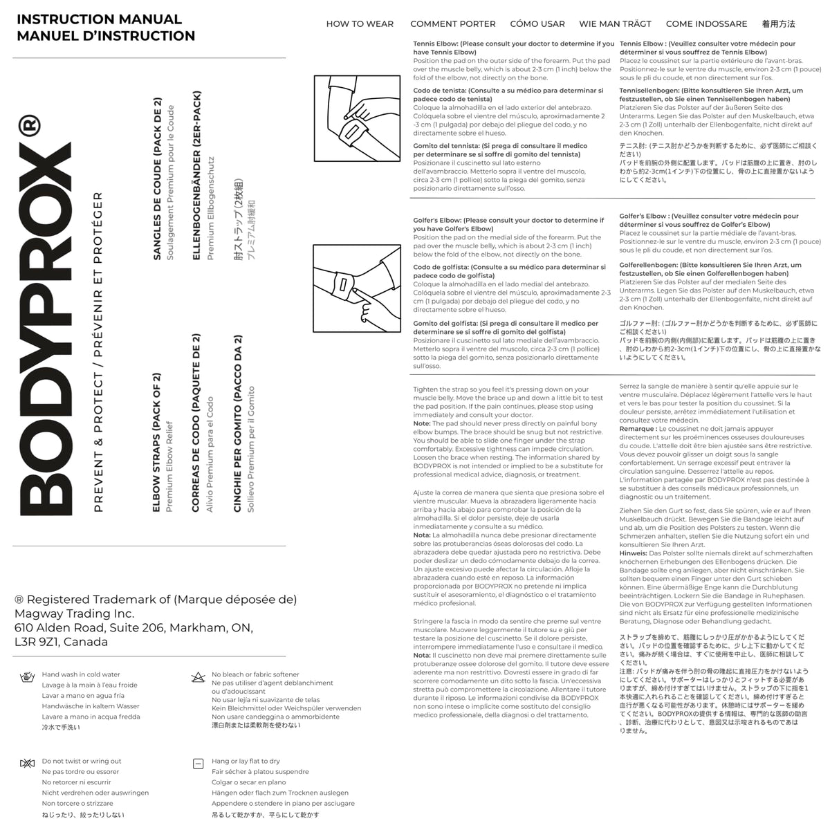 Bodyprox Elbow Brace 2 Pack for Tennis & Golfer's Elbow Pain Relief | Adjustable compression strap helps ease forearm stress from sports, workouts, work, and daily tasks.