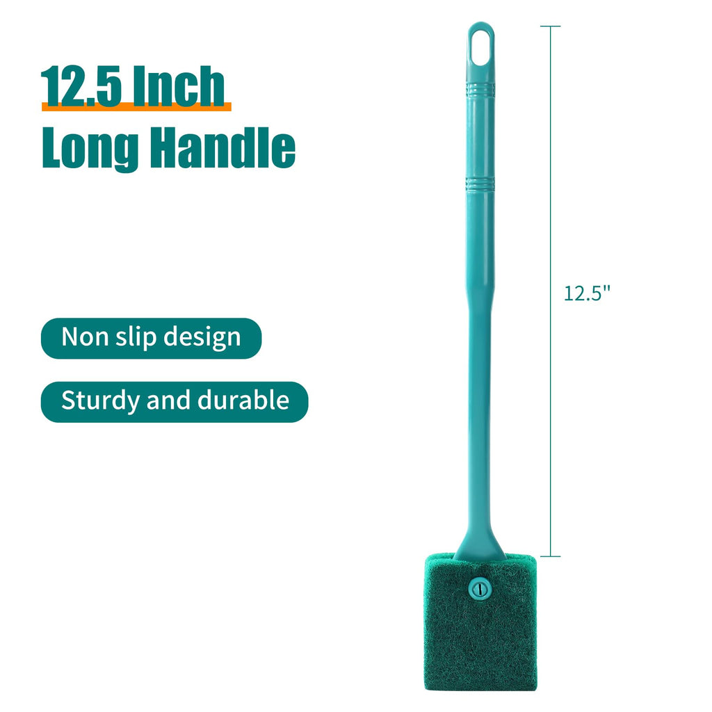 AQUANEAT Fish Tank Cleaning Tools, Aquarium Double Sided Sponge Brush, Algae Scraper Cleaner with Long Handle
