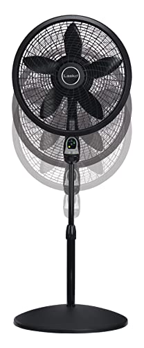 Lasko Cyclone Oscillating Pedestal Fan - Adjustable to 54" - 1843 - Black | Remote Control, Cooling Standing Fan for Bedroom, Living Room, and Home Office, 18" Blade Diameter, 3 Quiet Speeds