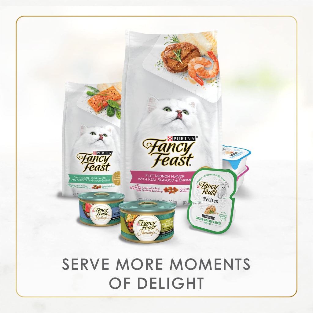 Purina Fancy Feast Wet Kitten Food Variety Pack, 3 oz cans, 24-Pack | Oceanfish, Turkey, Chicken or Salmon Recipes with no artificial colors or preservatives. 100 percent complete and balanced