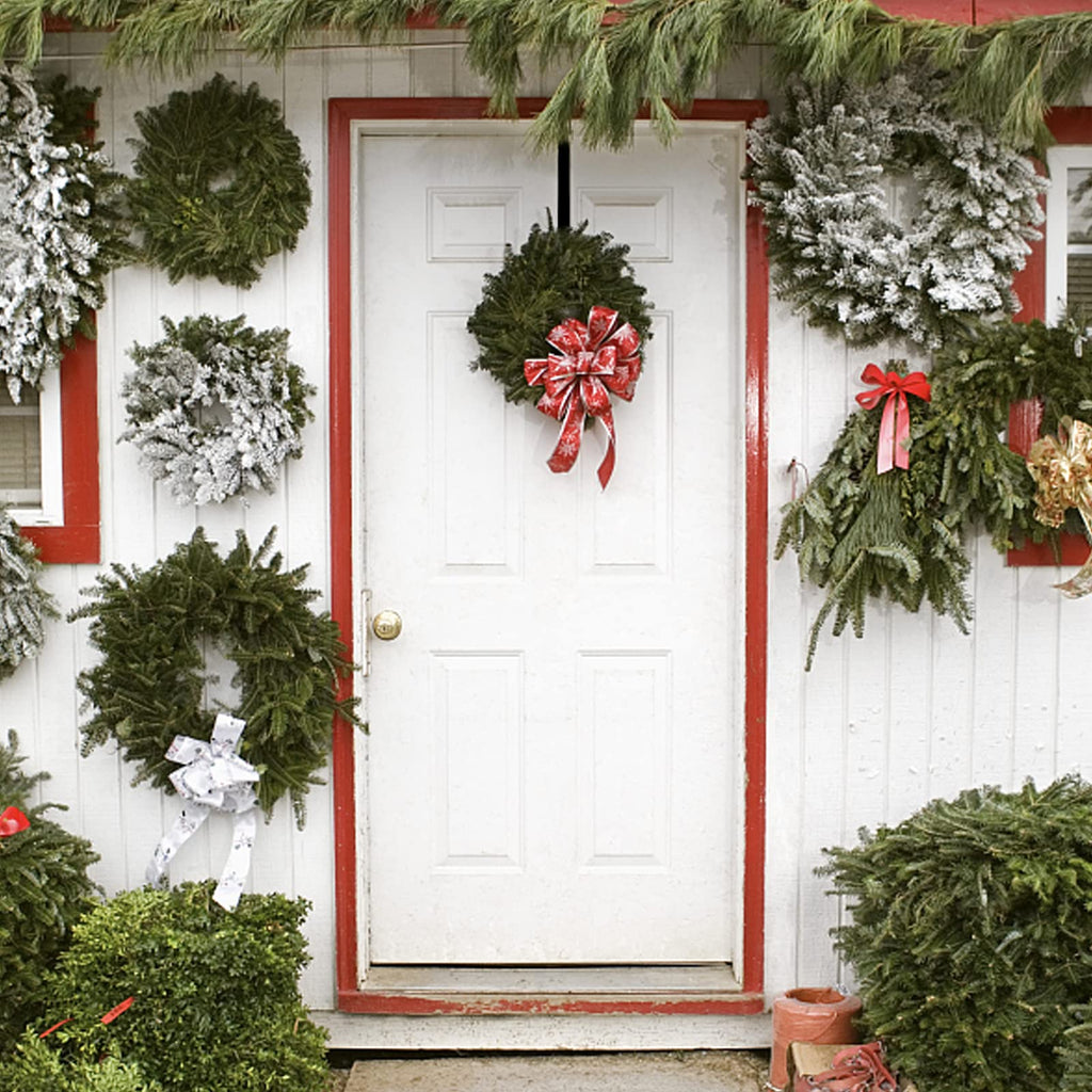 GP Life Wreath Hanger for Front Door, Adjustable from 15 to 25 Inches Hanger, 20 lbs Larger Door Upgrade Christmas Fall Wreaths Decorations Hook (Black)