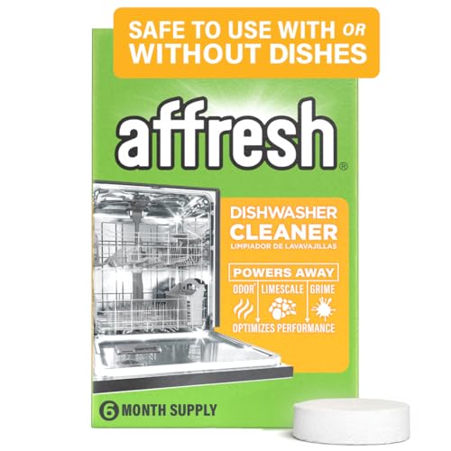 Affresh Dishwasher Cleaner, Mess-Free Deep-Cleaning Tablet, 6 Month Supply | Helps Power Away Smells from Limescale & Mineral Deposits,EPA Safer Choice Certified, Safe for All Dishwashers