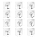 Wislter Adhesive Wall Hooks Bathroom Kitchen 12 Packs Heavy Duty 22lb(Max) Nail Free Sticky Hangers with Stainless Utility Towel Bath Ceiling Hooks
