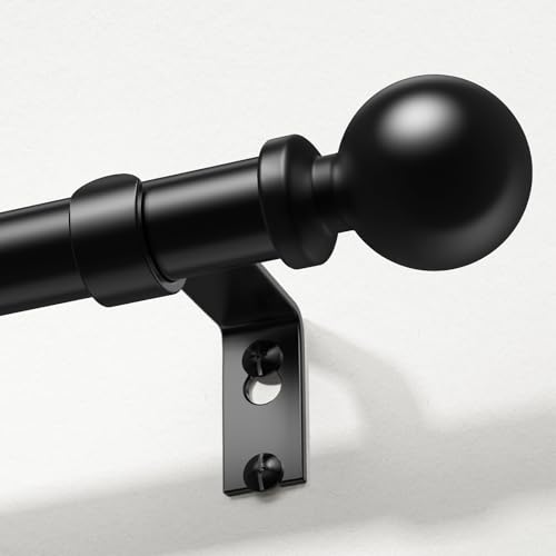 Wolistsa Curtain Rods 36-91 Inch, Black 1 Inch Adjustable Heavy Duty Curtain Rods for Windows, Decorative Modern Window Treatment Rod, Telescopic Splicing Metal Drapery Pole, Easy Installation