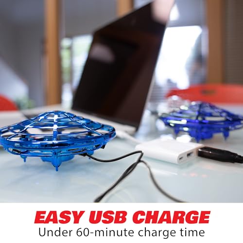 Force1 Scoot Hand Operated Drone for Kids or Adults - Hands Free Motion Sensor Mini Drones, Easy LED Indoor Rechargeable UFO Toy Flying Orb Ball Drone Toys for Boys and Girls (Blue)