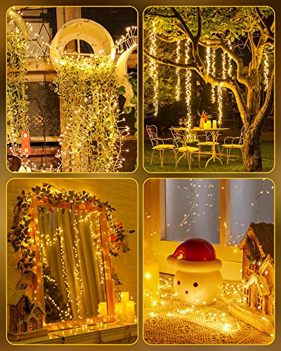 Minetom Fairy Lights Battery Operated, Twinkle String Lights 5ft 60LED | Waterproof Firecracker Starry Lights for DIY Wreath Home Wedding Party Bedroom Mason Jar Christmas Decorations, Warm White