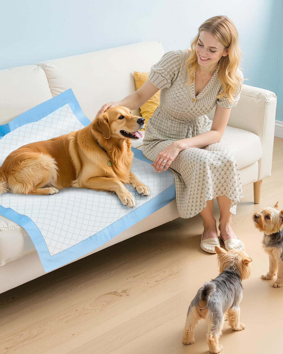 Powools Puppy Pads for Dogs, 34x28 in, 6-Layer Leakproof, 50-Pack | Extra-Large Pee Pads, Disposable, Quick-Dry Dog Pads, High Absorbency, Wee Wee Pads for Dogs, Easy Puppy Potty Training