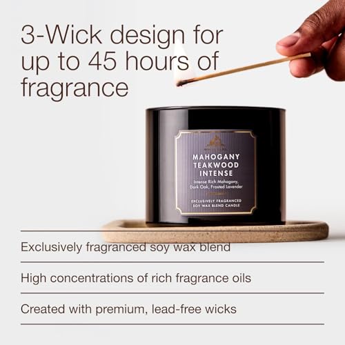 Bath & Body Works 3-Wick Candle, Mahogany Teakwood Intense, Soy Wax Blend | Room-Filling Warm Home Scent with Strong Throw, Exclusively Fragranced Soy Wax Blend, Burns Up to 45 Hours, Great Gift