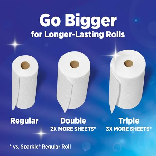 Sparkle Pick-A-Size Kitchen Paper Towels, 6 Double Rolls, 660 Sheets | Strong 2 ply paper towels for kitchen cleanup and everyday messes, high absorbency for soaking up spills and wiping surfaces