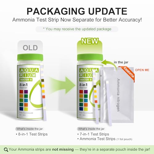 AAwipes 8-in-1 Aquarium Test Kit for Fish Tanks - Quick & Accurate Water Testing Strips for Aquariums & Ponds. Tests pH, Ammonia, Alkalinity, Hardness, Chlorine, etc. (K02-50)