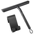 Vinabo Silicone Squeegee Shower Cleaner with Hook, Black Shower Scraper for Bathroom, Kitchen, Car, Window and Glass Cleaning