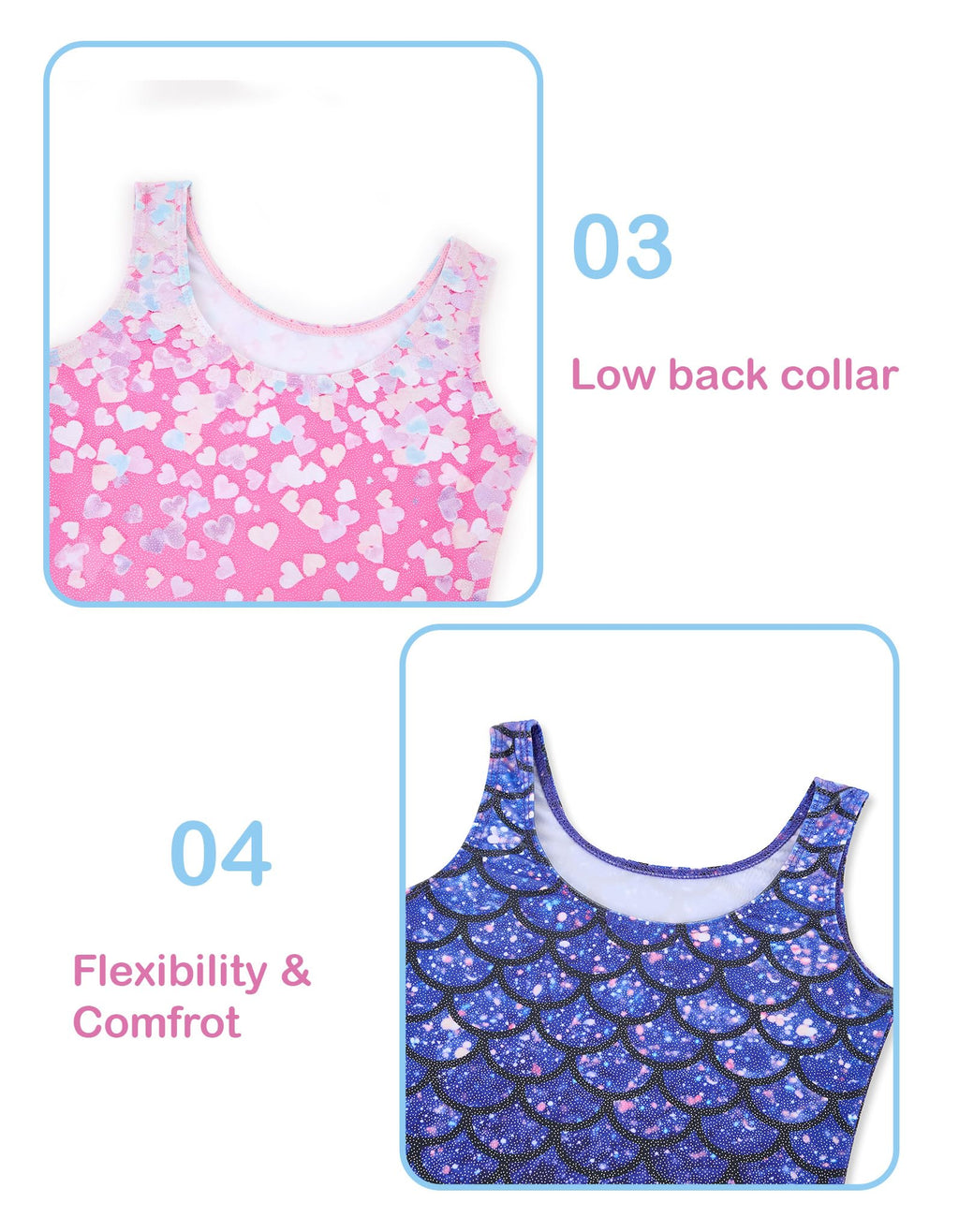 Tstiti Gymnastics Leotards for Girls 2 Pack Sparkly Biketards Outfit Set | 2 Hair Scrunchies, 2 Pack Sparkly Biketards, Leotard for Kids Gymnastics, Tumbling, Practice