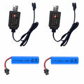 2 Pack 3.7V 500mAh Rechargeable Batteries with Dual Protection and USB Charger Cables, SM-2P plug Design, Universally Compatible with Various Remote Control Cars Trucks, Stunts, and RC Toys