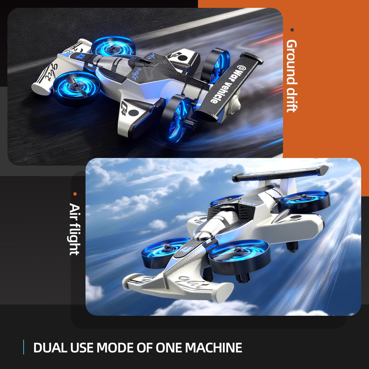 Remote Control Airplane Car Toys for Kids Ages 4-6-8-10-12, 2-In-1 Foam RC Plane Car Jet Mini Drone, Racing Car Stunt Plane Toys for Kids Boys Beginners 4 5 6 7 8 9 10 Year Olds Indoor Outdoor Playing
