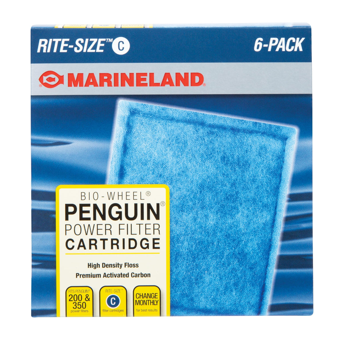 Marineland Bio-Wheel Penguin Rite-Size C Aquarium Filter Cartridge, 6 Count | Ready-To-Use, Fits Marineland Penguin Bio-Wheel Fish Tank Filters 200 & 350, With Premium Activated Carbon, Replace Monthly