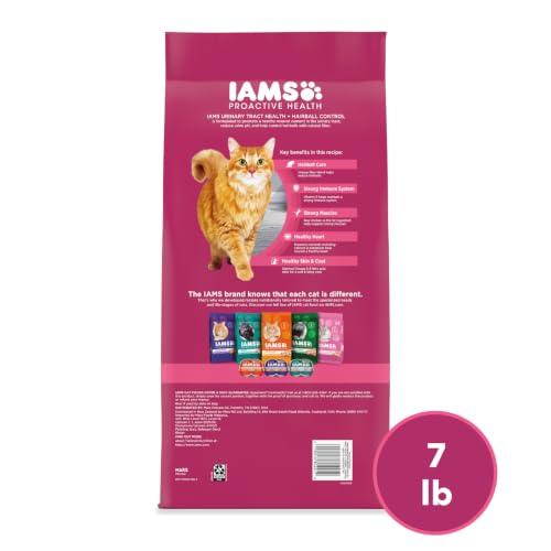 IAMS Proactive Health Urinary Tract Health Dry Cat Food, Chicken, 7 lb | Veterinarian-recommended, reduces urinary pH, hairball control, vitamin E for immune health, real chicken #1 ingredient