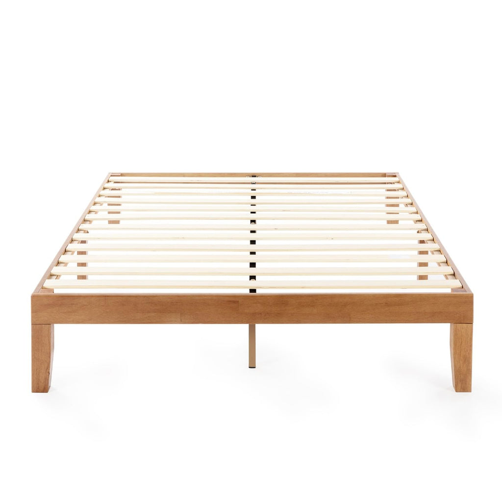 Mellow Naturalista Classic - 12 Inch Solid Wood Platform Bed with Wooden Slats, No Box Spring Needed, Easy Assembly, Queen, Pine
