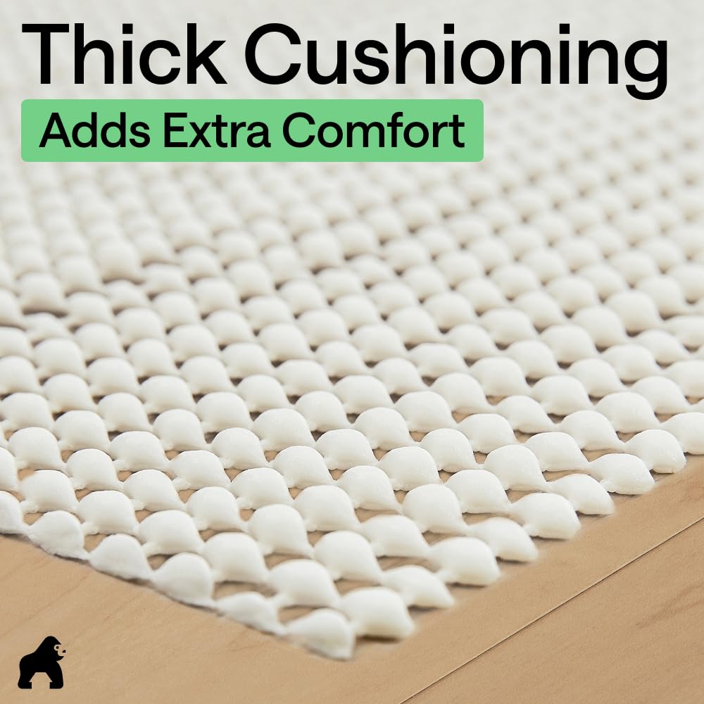 GORILLA GRIP® Slip Resistant Rug Gripper Pads for Hardwood Floor, Cream | Strong Grips Help Keep Area Rugs Safe in Place for Tile, Vinyl and Hard Wood Floors, Floor Protection for Under Carpets, 2x3