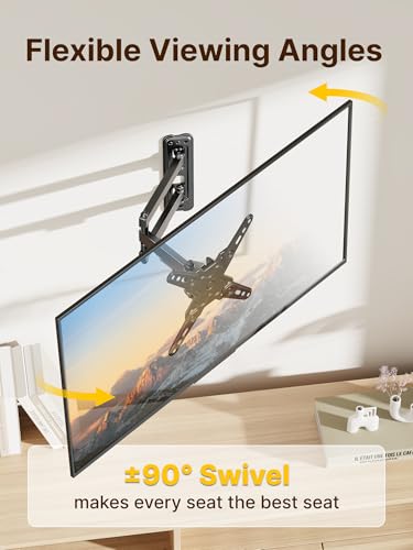 monTEK Full Motion Small TV Wall Mount for 13-43 Inch TVs up to 44 lb | ±90° Swivel, +5°/-15° Tilt, Landscape/Portrait Rotation, Extends 14.6 in, 4X Load Tested, VESA 200x200 mm, Single-Stud Mount