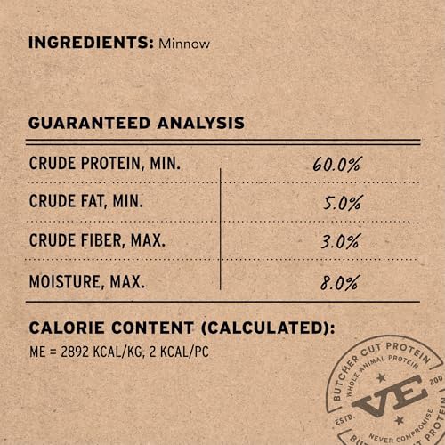 Vital Essentials Freeze Dried Minnows Cat Treats, 1.0 oz Bag | Single Ingredient, Premium Quality Protein, Grain Free, Healthy Treats, USA Made with U.S. & Globally Sourced Ingredients