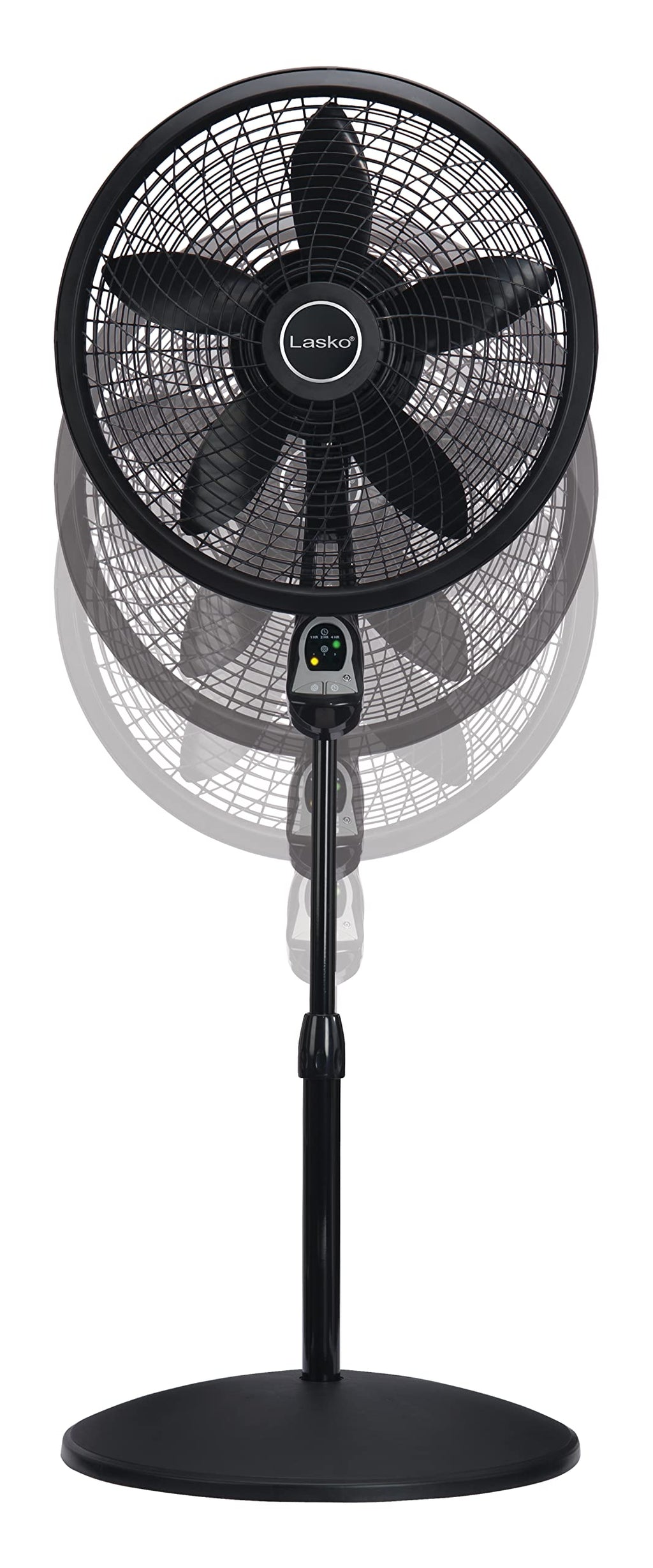 Lasko Cyclone Oscillating Pedestal Fan - Adjustable to 54" - 1843 - Black | Remote Control, Cooling Standing Fan for Bedroom, Living Room, and Home Office, 18" Blade Diameter, 3 Quiet Speeds