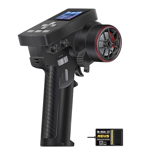 MEUS RACING ME-8B RC Transmitter 8 Channels 2.4GHz and Receiver for 1/8 1/10 1/18 1/24 RC Crawler Car Boat TRX4 TRX4M SCX10 SCX24 Upgrades Parts (Black)