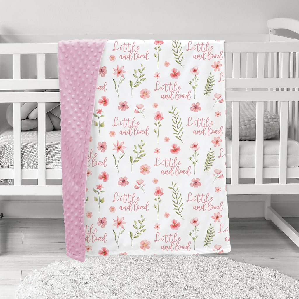 CIVARUA KIDS Fleece Baby Blankets for Girls & Boys, Infant Toddler Blanket | Soft Newborn Baby Minky Receiving Blanket, Dotted Backing for Nursery Crib Stroller, Double Layer, 30''x40'', Pink Floral