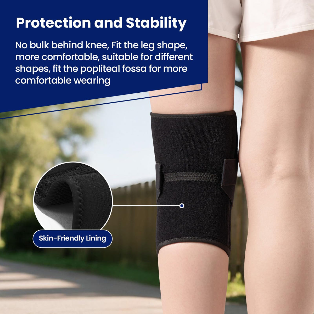 JOMVD Knee Brace for Knee Pain, Meniscus Tear, Adjustable Knee Support with Side Spring Stabilizers for Meniscus Tear, ACL, Arthritis, Knee Pain Relief, Women and Men, Large,Black