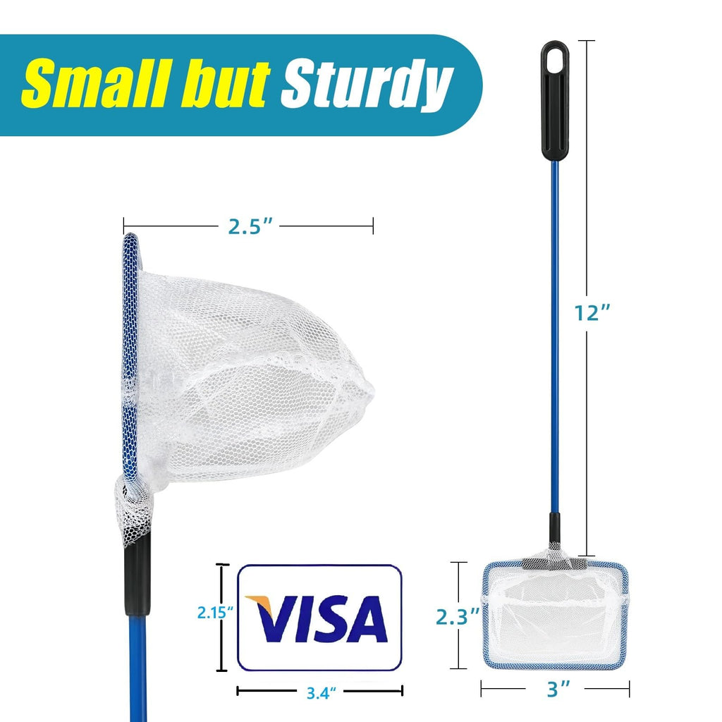 AQUANEAT Aquarium Fish Net, Small Fish Tank Cleaning Net, Food Wastes Skimmer for Small Ponds and Pools