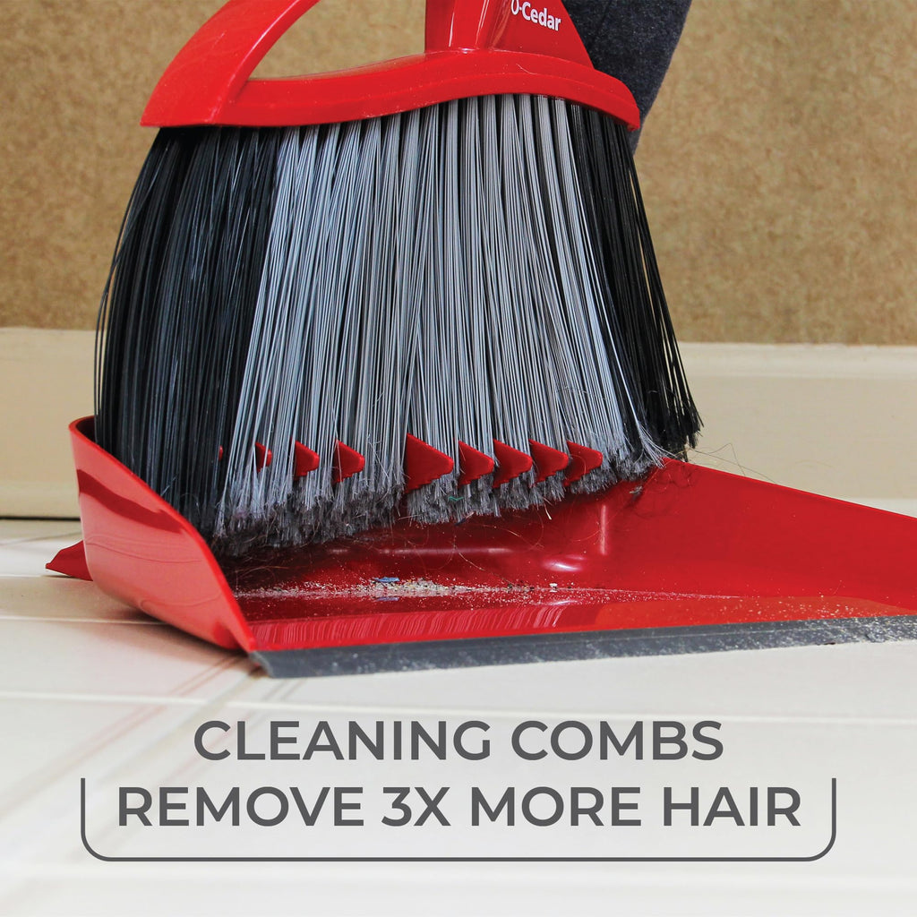 O-Cedar Pet Pro Broom with Step-On Dustpan | Removes Over 99% of Dust & Dirt in One Sweep | Removes 3X More Pet Hair | Quiet Cleaning Tool for Cat and Dog Owners