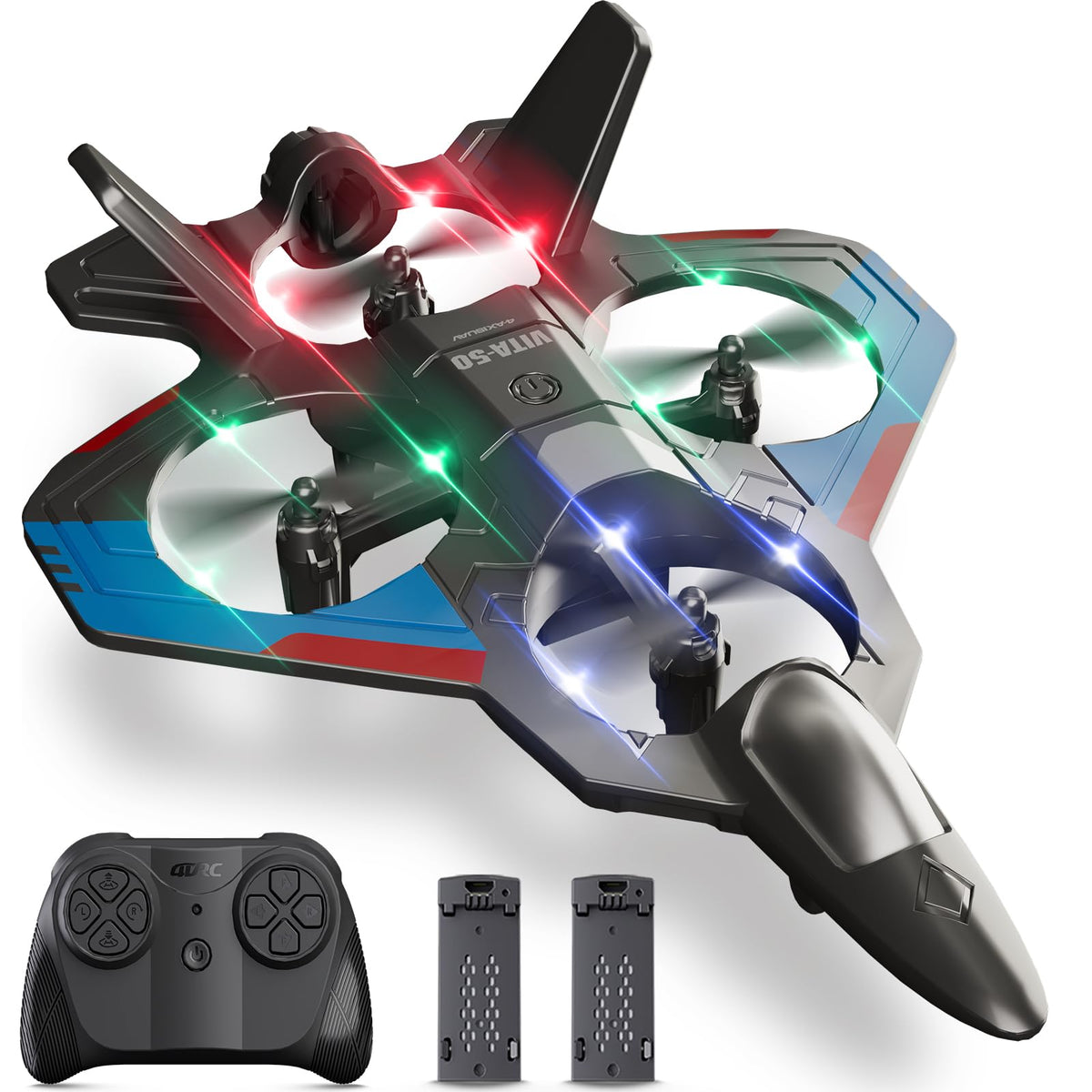 4DRC RC Planes Remote Control Airplanes for Kids Adults,Black,2Batteries | Remote Control Planes for Kids Adults Beginners, Remote Control Helicopter Fighter Jet Drones for Kids Adults, 360° Flip