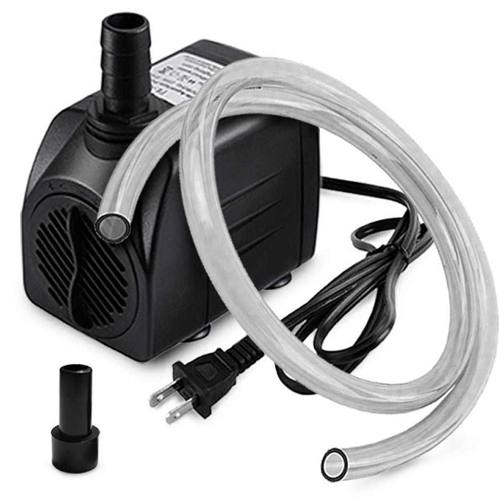 PULACO 160GPH Small Submersible Water Pump with 3.3 ft Tubing | 10Watt Ultra Quiet Fountain Pump (600L/H) for Aquariums, Pond Fountain, Water Feature, Indoor Fountains