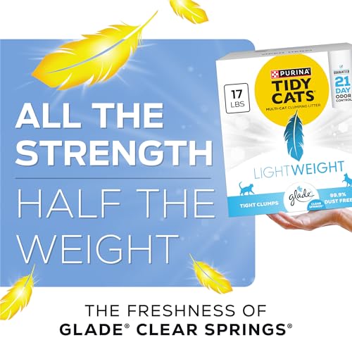 Purina Tidy Cats LightWeight Glade Clear Springs Litter, 17 lb | Glade Scented, tight clumping and low-dust formula offers 21-day odor control for multi-cat homes