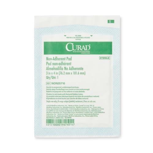 CURAD Sterile Non-Adherent Dressing Pads, 3" x 4", 100 Count | Perfect for Wound Care, Individually Sterilized for Safety, Minimizes Pain During Changes, Easily Cut to Fit Any Shape