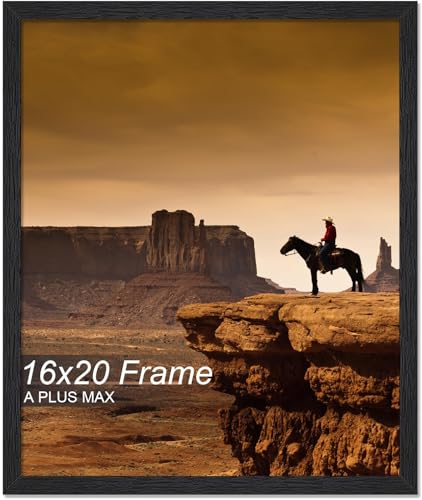 A PLUS MAX 16x20 Picture Frame Black Light Weight Wall Mount | 16 x 20 Inch Black Wood-grain Engineered Wood Material Frame for 16by20 Rectangular Photo Poster - 1 Pack/Black/16x20