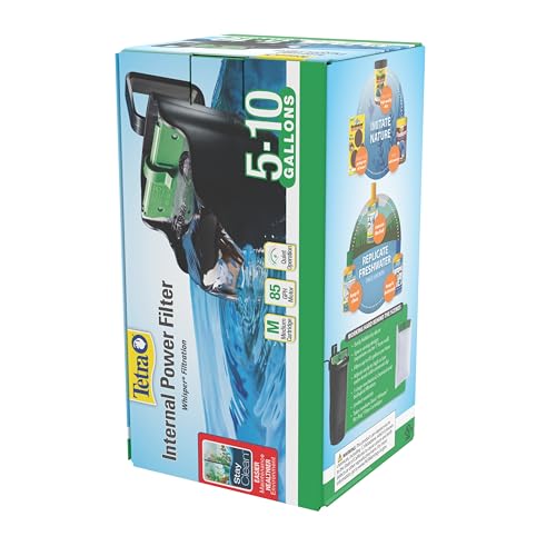 Tetra Whisper 85 GPH Internal Power Filter For Aquariums | For Fish Tanks Up To 10 Gallons, Whisper Quiet, Space-Saving Internal Filter Clips on Tank