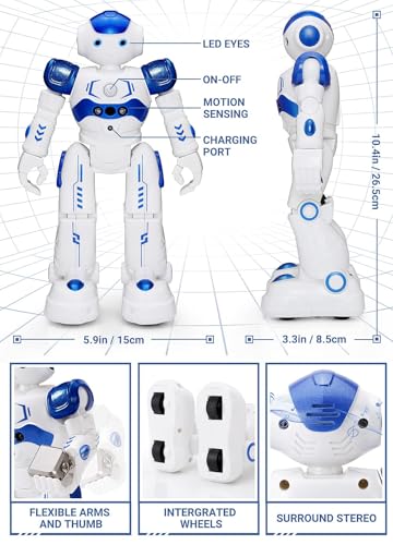 KingsDragon RC Robot Toys for Kids,Remote Control Smart Robot Toy | Gesture & Sensing Programmable Interactive Walking Robot for Age 3 4 5 6 7 8 10 Year Old Boys Girls Birthday Gift Present