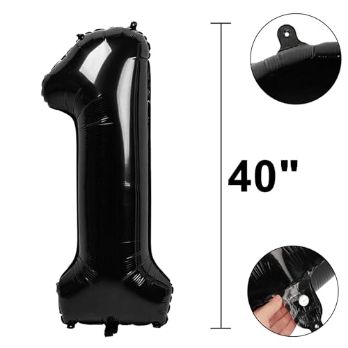 40 Inch Black Number 1 Balloons Foil Digital Helium Number Balloons | for 11 12 16 17 18 19 Birthday Anniversary Wedding Party Decorations,Jumbo Helium Balloon Giant Large Digital Balloon