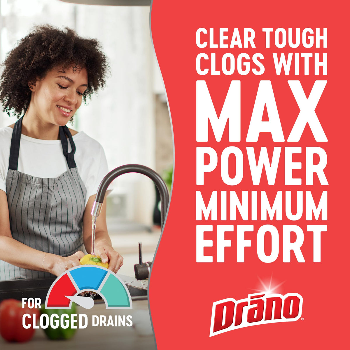 Drano Max Gel Drain Clog Remover & Cleaner, Safe for All Pipes/Septic, 32oz | Works on Tough Hair, Grease, Soap & Food Clogs, Cuts Through Standing Water, Protects Against Pipe Corrosion, Kitchen & Bath