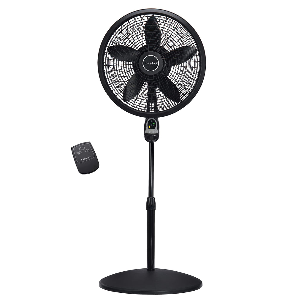 Lasko Cyclone Oscillating Pedestal Fan - Adjustable to 54" - 1843 - Black | Remote Control, Cooling Standing Fan for Bedroom, Living Room, and Home Office, 18" Blade Diameter, 3 Quiet Speeds