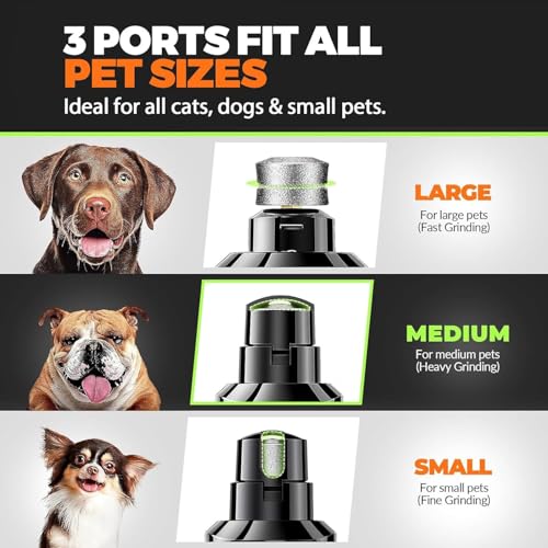 Whisper Quiet Dog Nail Grinder Safe & Stress-Free for Sensitive Dogs Cats | 4 LED Lights,3 Grinding Bits, 3-Speed, Pet Nail Trimmers, Rechargeable Painless Grooming Kit for All Breeds & Sizes