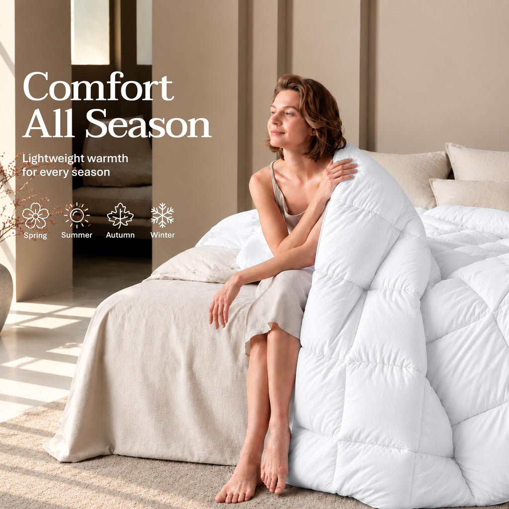 Utopia Bedding Duvet Insert, Comforters Queen Size 88 x 88 Inches, White | Cozy All Season Comforter for Kids, Boys, Girls, and Teens, Down Alternative Fill, Soft Microfiber Shell, Machine Washable