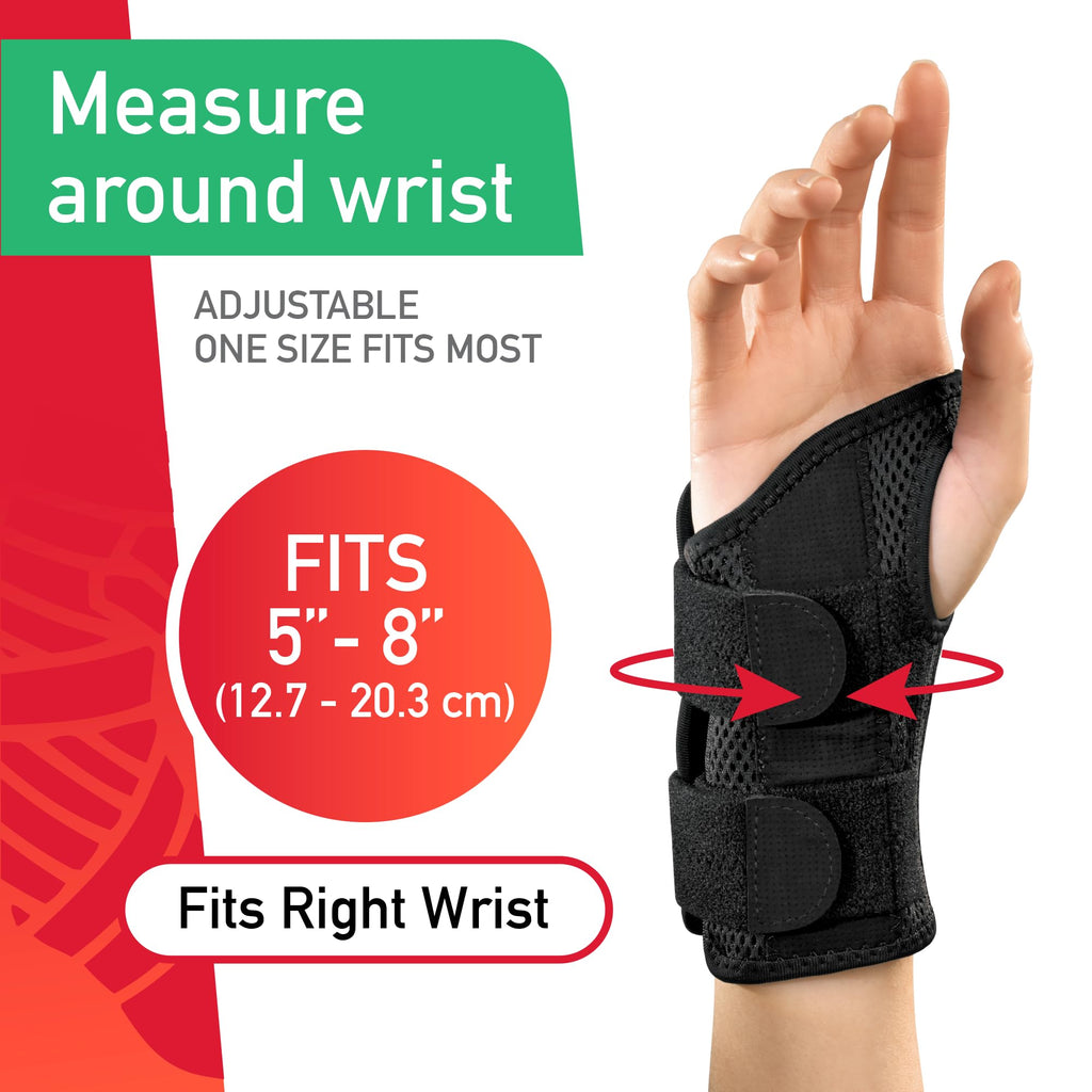 MUELLER Sports Medicine Green Fitted Wrist Brace for Men and Women, Wrist Pain Relief Support, Ideal for Carpal Tunnel, Tendonitis, Arthritis, Right Hand, Black, Small/Medium