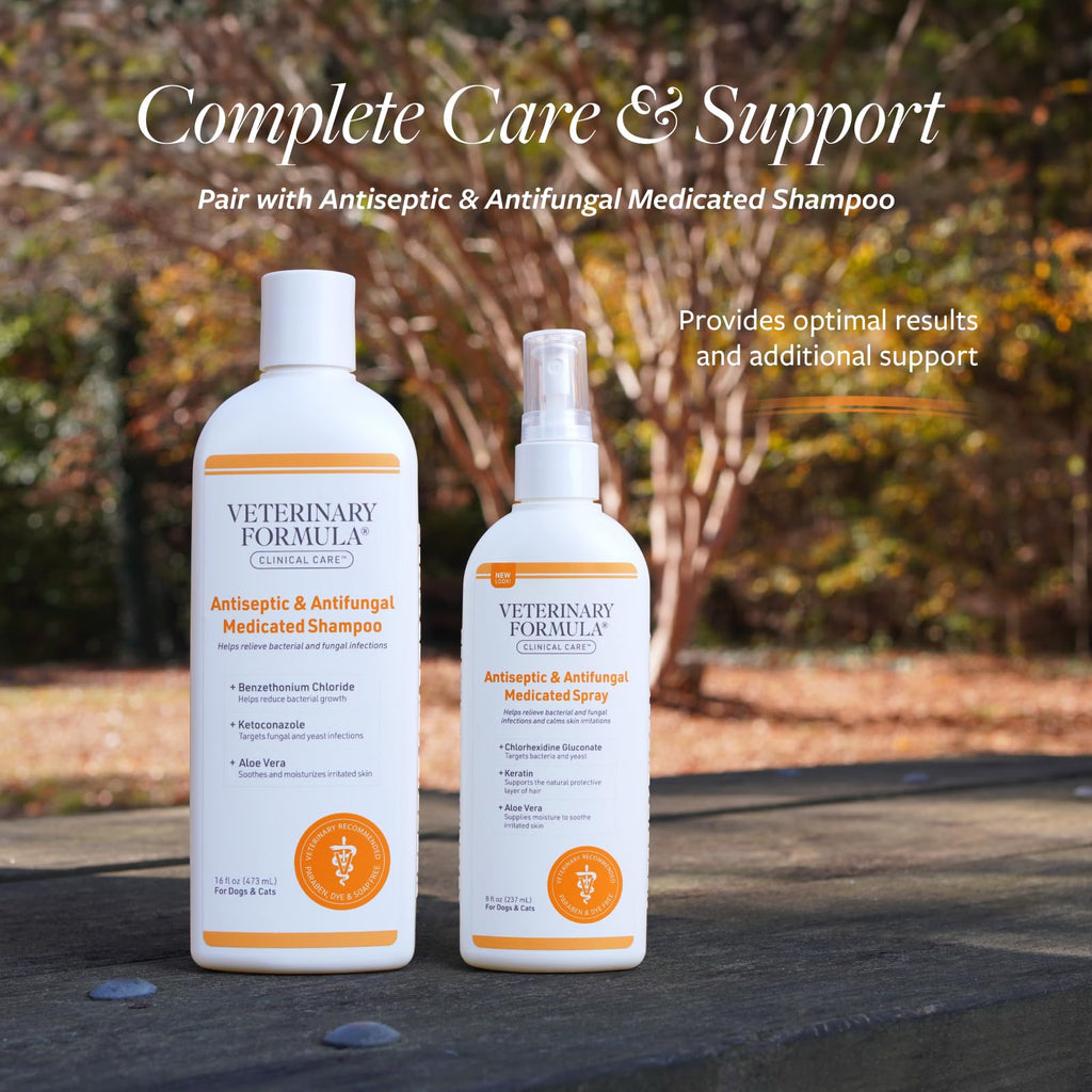 Veterinary Formula Clinical Care Antiseptic & Antifungal Shampoo, 16 oz | Medicated formula helps alleviate scaly, greasy and red skin; free from parabens, dyes and soap