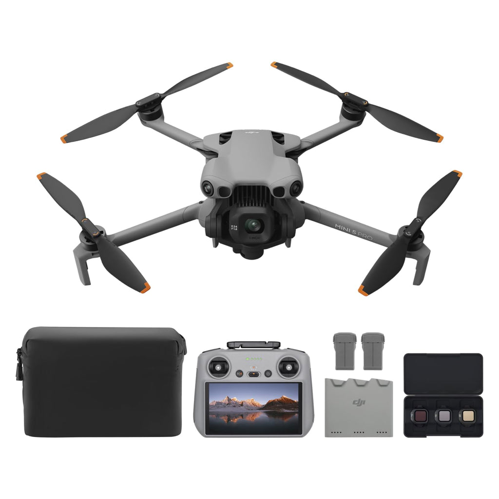 DJI Mini 5 Pro Fly More Combo With DJI RC 2, 1-Inch CMOS | 4K Drone for Beginners With Omnidirectional Obstacle Sensing, ActiveTrack 360°, 225° Gimbal Rotation, 3 Batteries