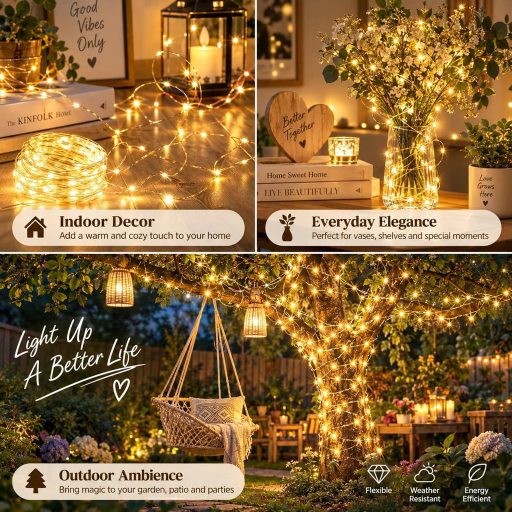 KAQ Fairy Lights Battery Operated with Remote, 4Pack 80FT 240LED Warm White | Timer & 8 Modes, Waterproof Wire, Memory, Cuttable Starry Twinkle String Lights for Bedroom Wedding Classroom Christmas Decor