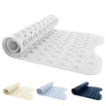 ANSIO Bath Mat, Non Slip PVC Shower Mat, 100 x 40 cm, White | Anti mould, Suction cups, Drain holes, Machine washable, Extra long design